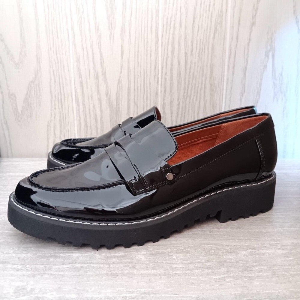 Franco Sarto Black Patent Loafers